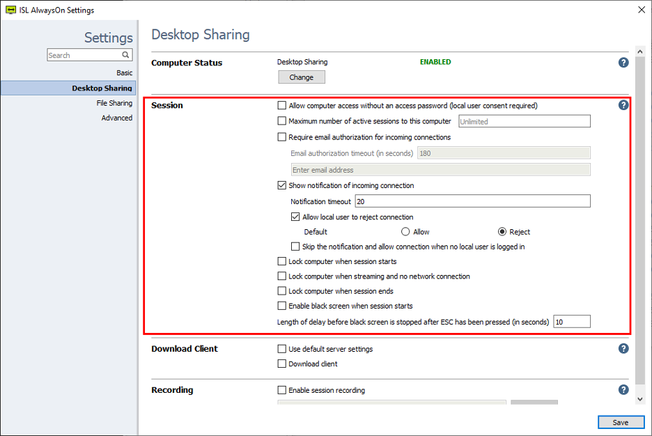 Additional Settings